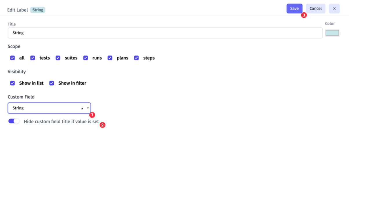 Testomatio - Custom Field String